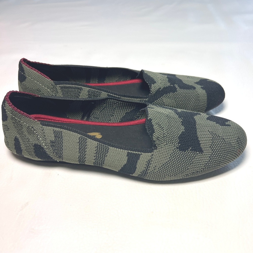 Seven7 Camo Knit Loafers Womens 8 Olive Green Camouflage Slip On Flats Casual - Picture 4 of 8